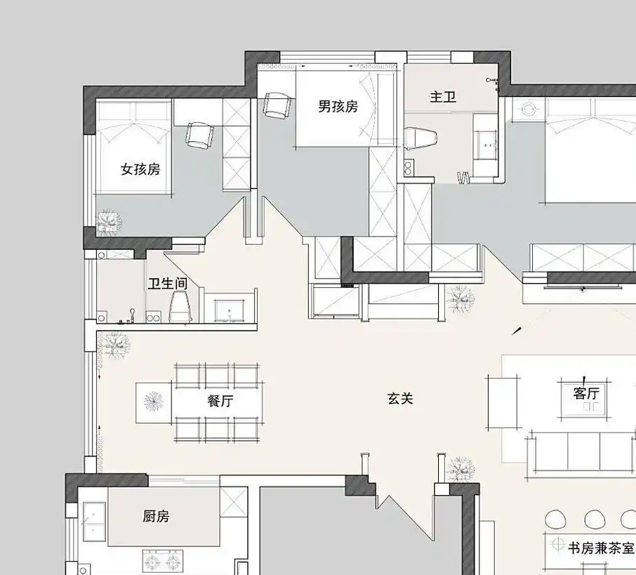 正方形客厅带厨房怎么装修效果图