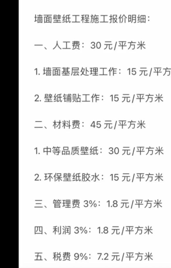 工程墙纸人工材料一般多少钱