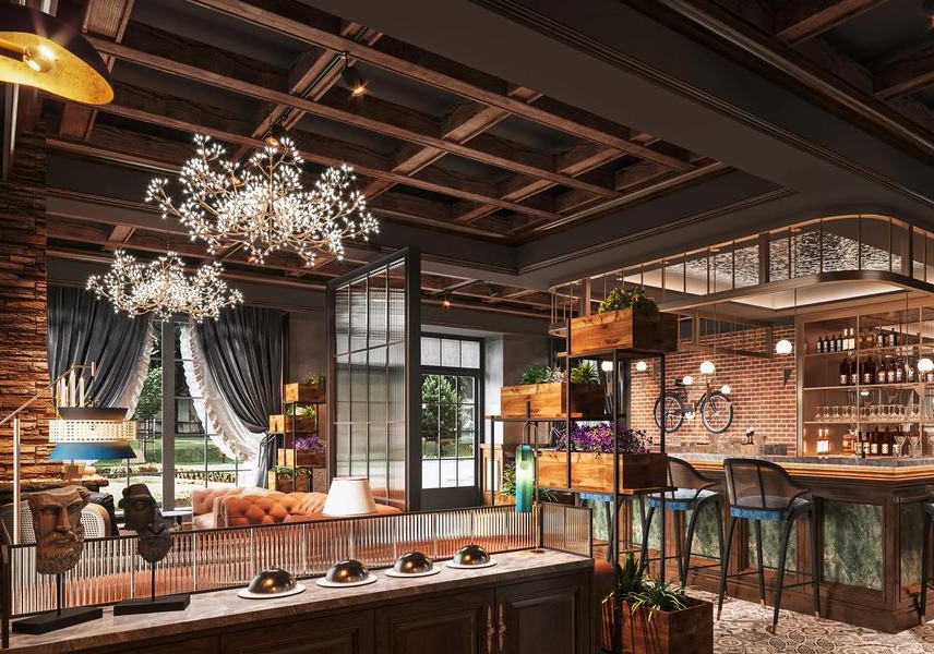 复古风装修效果图店铺