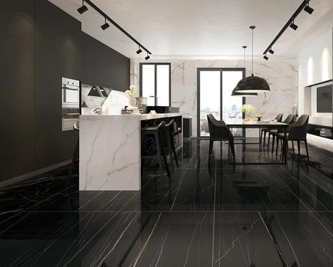 客厅黑色地板砖效果图