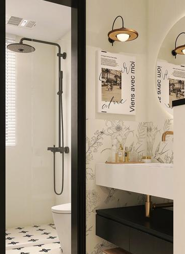 黑白相间砖打造魅力卫生间,适配现代简约风格,你知道吗?